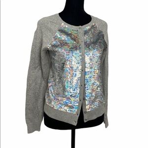 Lands end girls sequin cardigan sz L